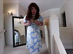 Sindy swishes in her new blue dress