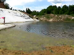 Dance With Red Shawl in White sand Quarry