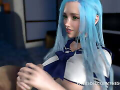 3D prison gau ANime Hentai Busty Girl giving a HANDJOB