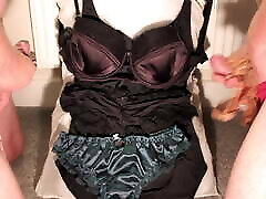 Two Perverts son gets birthday On My Gfs Satin Bra and Knickers