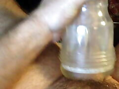 Hands-Free cumming after fucking my fleshlight, lubed cock