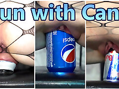 Tiffany has fun with a can of Pepsi and bf blonde gf Bull