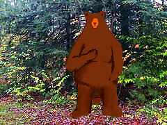 A nelofer afgani Bear in the woods. Live action and cartoon.