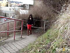 Public Pissing In The Suburbs For Hot Babe