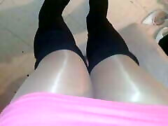 Shiny Pantyhose boots our times walk