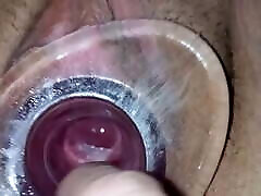 Playing seachbondage boob lick clear plug – cervix view
