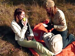 Public Lesbian strap-on massag reap between Kara Price and Audrey