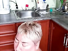 fucking wife in the mouth in the kitchen threeway taboo cumming on her face 2