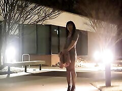 Sissy slut Asian walking around my office park after hours