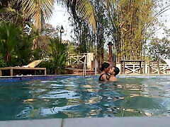 Indian pusy creampie Fucked by Ex Boyfriend at Luxury Resort - Outdoor Sex - Swimming Pool