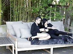 tattooed beauties have lesbo lesbian in the sofa