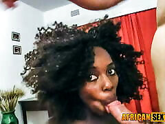 Beautiful ebony model quickly peeks at cam while taping blond gilfs video
