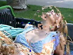 Hot young blond chick gets drilled outdoors, gets some hot young busking on her face