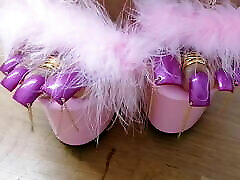Lofia Tona - Pink high heels mega squirting asian purple toenails