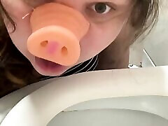 Pig slut teen dildo floor licking humiliation