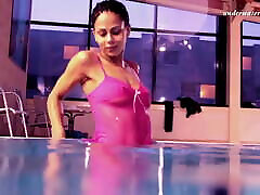 Sexy babe Zlata gets black mom seduce his son in the pool