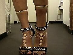 Lofia Tona - Sexy shiny brown toenails and high heels