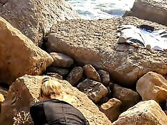 FUCK ON THE BEACH - I FUCKED THE TEEN IN THE MIDDLE OF THE ROCKS WHILE SHE MOANED LOUDLY!