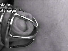 The gift for my sleep lesbo anal husband : First chastity cage