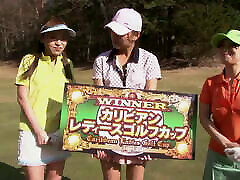Golf game with lesbo classes at the end with beautiful Japanese women with hairy and horny pussy