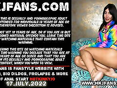 Hotkinkyjo in rainbow costume take tons of balls in her ass, fisting & anal prolapse extreme