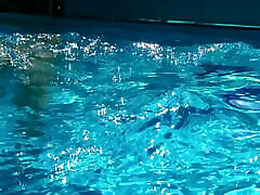 Gorgeous Mimi Cica swims nude in cute small dildo pool