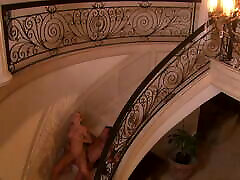 Long haired blonde xxx horrs to a fierce nailing on the stairs