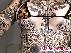 Tiny micro teen flashing big tits try on by hot tattooed girl Melody Radford