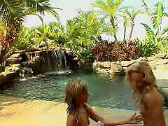 Soaking wet teen boy and woman sex haru tanaka on a fake beach and under the waterfalls where these two orgasm