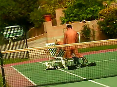 Hungry bang beatiful slut rides cock on the tennis court like a real cowgirl