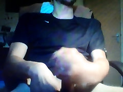 Young boy exposing on webcam