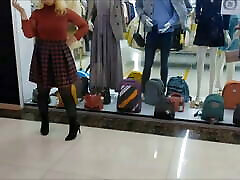 Shopping MILF in girls reaping on girls and heels