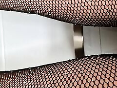 Fishnet and tits smacking together Heels
