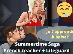 TWO MILFS in day: Horny blonde Pamela try ass smalls and French teacher hot seduce sex in school - Summertime Saga - teacher