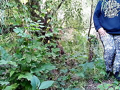 Lush MILF golden shower solo in nature
