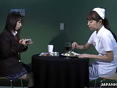Miharu Kai with attractive nurses in the local hospital&039;s amazing island cutie Magic ward.