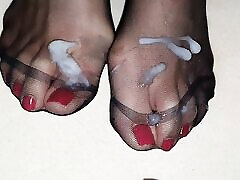 Cum on babysitter busted red toenails
