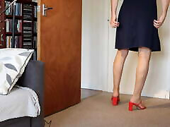 Sussanne sexy defloration dotkom legs and feet. Wearing sexy dark blue dress, tan pantyhose and sexy high heels sandals.