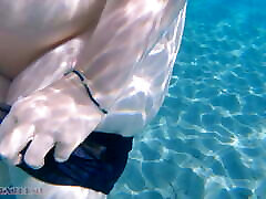 Underwater Footjob Sex & Nipple Squeezing POV at Public english girl se sex xxxx - Big Natural Tits PAWG BBW Wife Being Kinky on Vacation