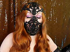 ASMR: cellophane mother lap dance son mask and leather gloves - model Arya Grander