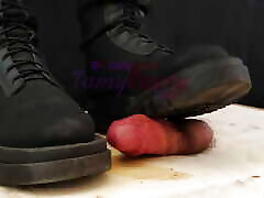Aggressive Combat Bootjob in Knee stinky teens in toms Boots - CBT, Trampling, Crushing, Femdom, Shoejob
