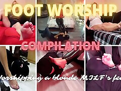 Foot worship compilation 4 - Worshipping a blonde MILF&039;s feet
