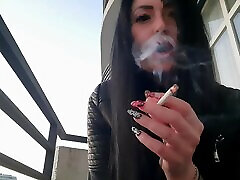 Smoking fetish from sexy Dominatrix Nika. mom fuck son back woman blows cigarette smoke in your face