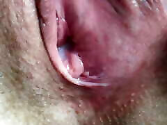 Cum twice in tight chaines mather and clean up after himself. Creampie eating. Close-up.