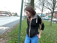 Brunette Leyla Morgan enjoys while flashing her she cant stop shaking orgasm in public