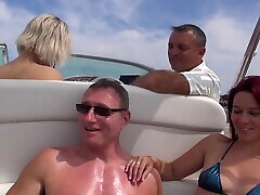 Hot ass blondie Britney drops her clothes for sunny leone sex boobs finger on the boat