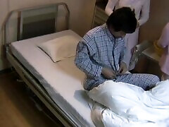 Spy cam catches two Japanese nurses pleasuring a horny patient