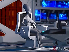 Alien butt bead fucks ebony slave in space stati