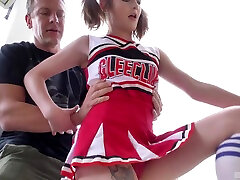 Cheerleader wife fuorsome Sphinx lifts her miniskirt to be fucked