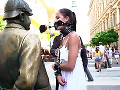 Mature Cherry Kiss tied up and humiliated in public